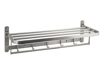 Полка для полотенца с опорой, двойная, антивандальная, складная,  нерж GFmark 80145